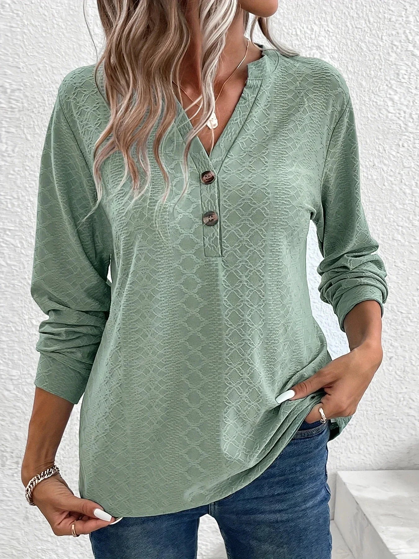 Rachel’s | Textured Button Blouse